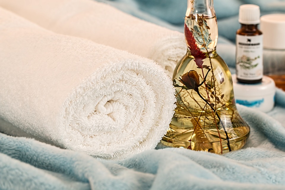 essential oil and towel